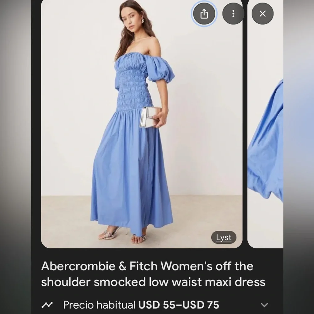 Abercrombie & Fitch Blue Smocked Maxi Dress